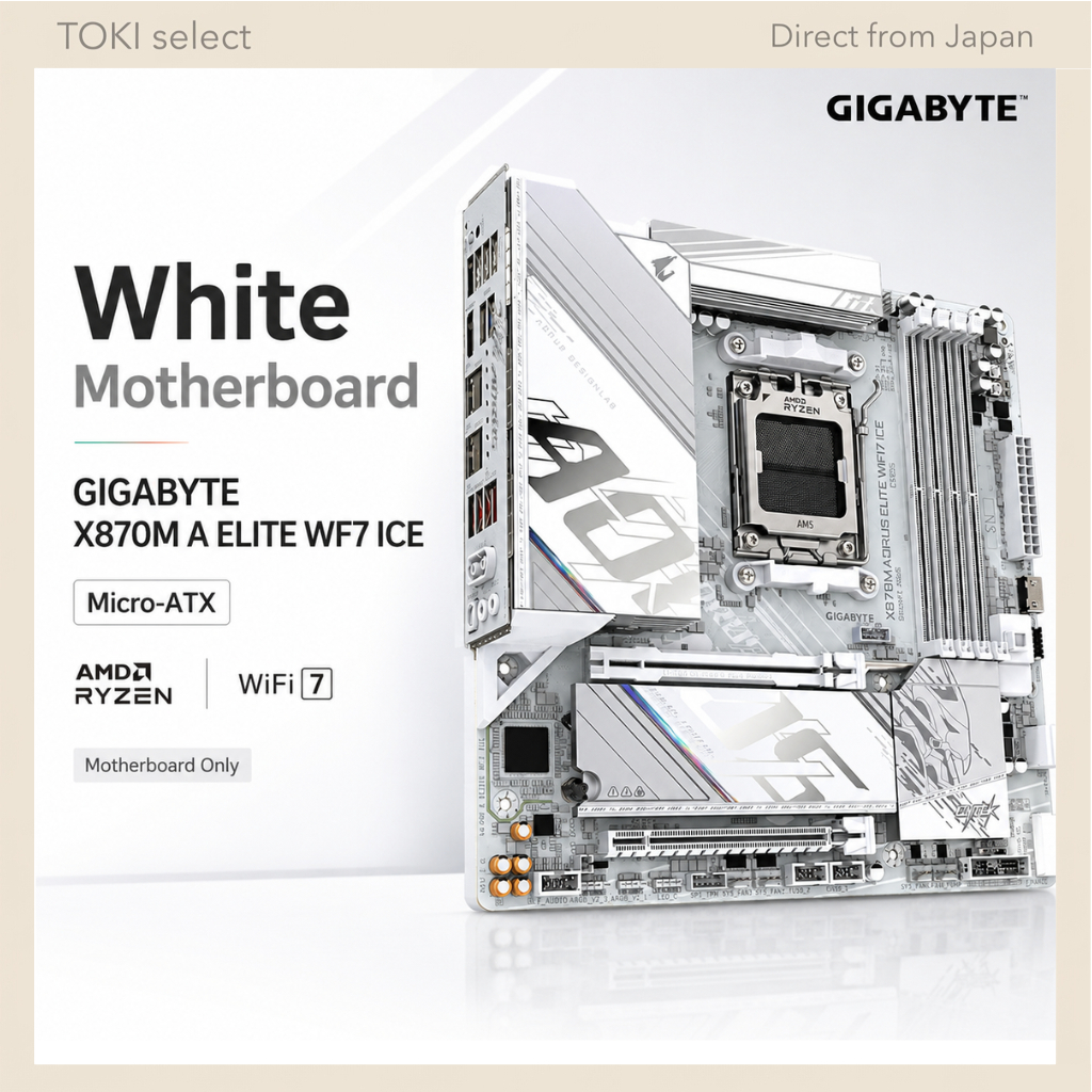 GIGABYTE X870M A ELITE WF7 ICE AMD Ryzen Micro-ATX White Motherboard