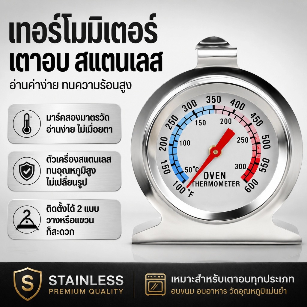 LEMO-T มาตรวัดอุณหภูมิอุณหภูมิเทอร์โมมิเตอร์สำหรับเตาอบทำจากสเตนเลสสตีลกล่องใส่เนื้ออาหารในครัว