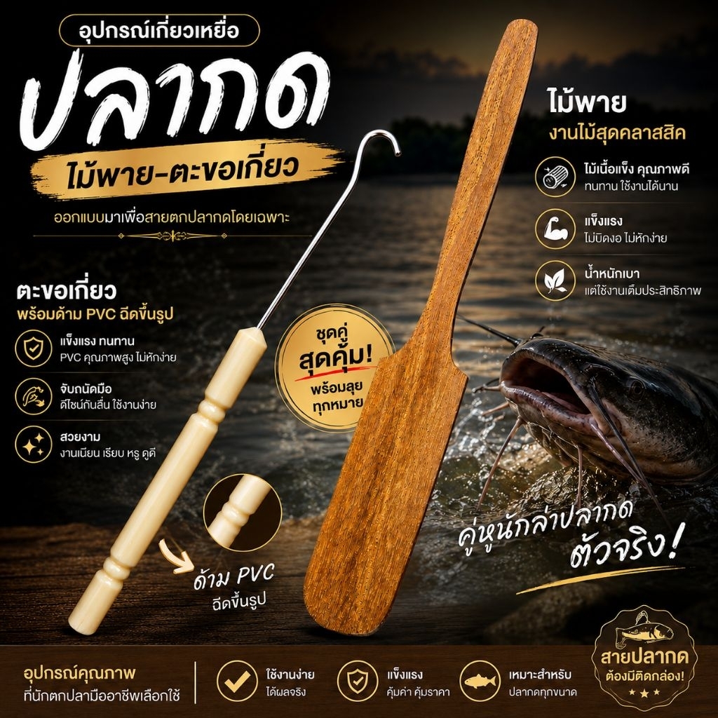 ชุดตะขอเกี่ยวเหยื่อปลากด 1 ชุด ที่เกี่ยวเหยื่อปลากด ตกปลากด