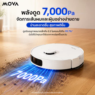 MOVA S10 Plus หุ่นยนต์ดูดฝุ่นถูพื้น 7000Pa ถูสั่นทรงพลัง ถังเก็บฝุ่น 4L ยกผ้าถู 7 มม. ตรวจจับพรม สำหรับบ้านเลี้ยงสัตว์