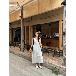 Berin satin dress งายเดรสยาวผ้าซาติน : everydaylookk store