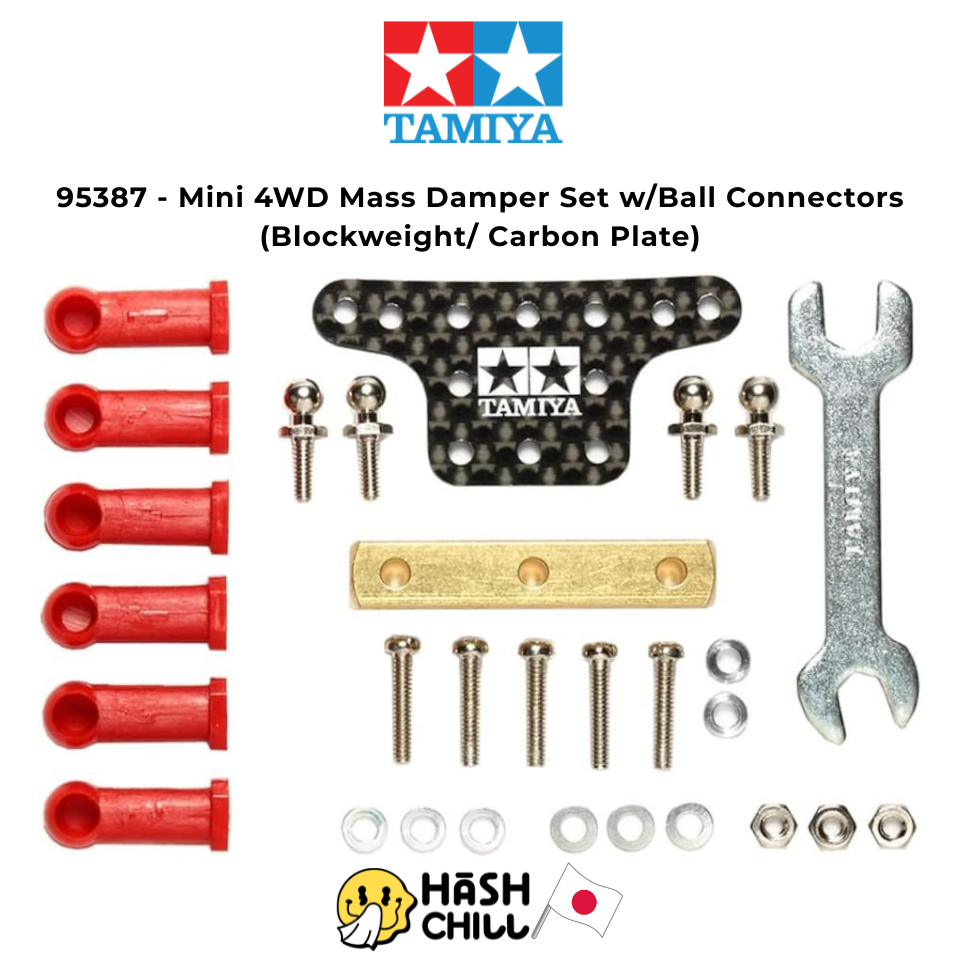 Tamiya 95387 - Mini 4WD Mass Damper Set w/Ball Connectors (Blockweight/ Carbon Plate)