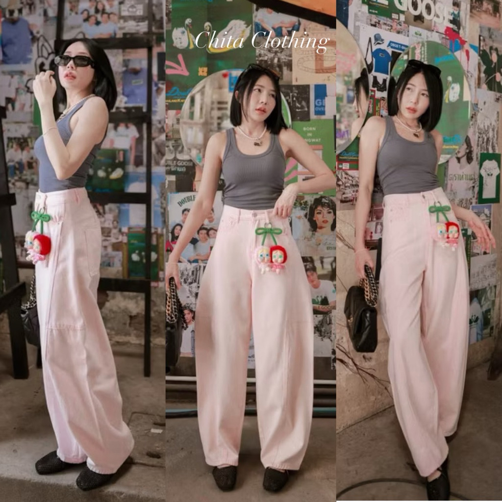 📍พร้อมส่ง📍🇰🇷FSY🇰🇷10381 Pinky jeans side expand • เอาใจสาววหวานพาสเทล รุ่นขายดี ใส่น่ารักมากกก