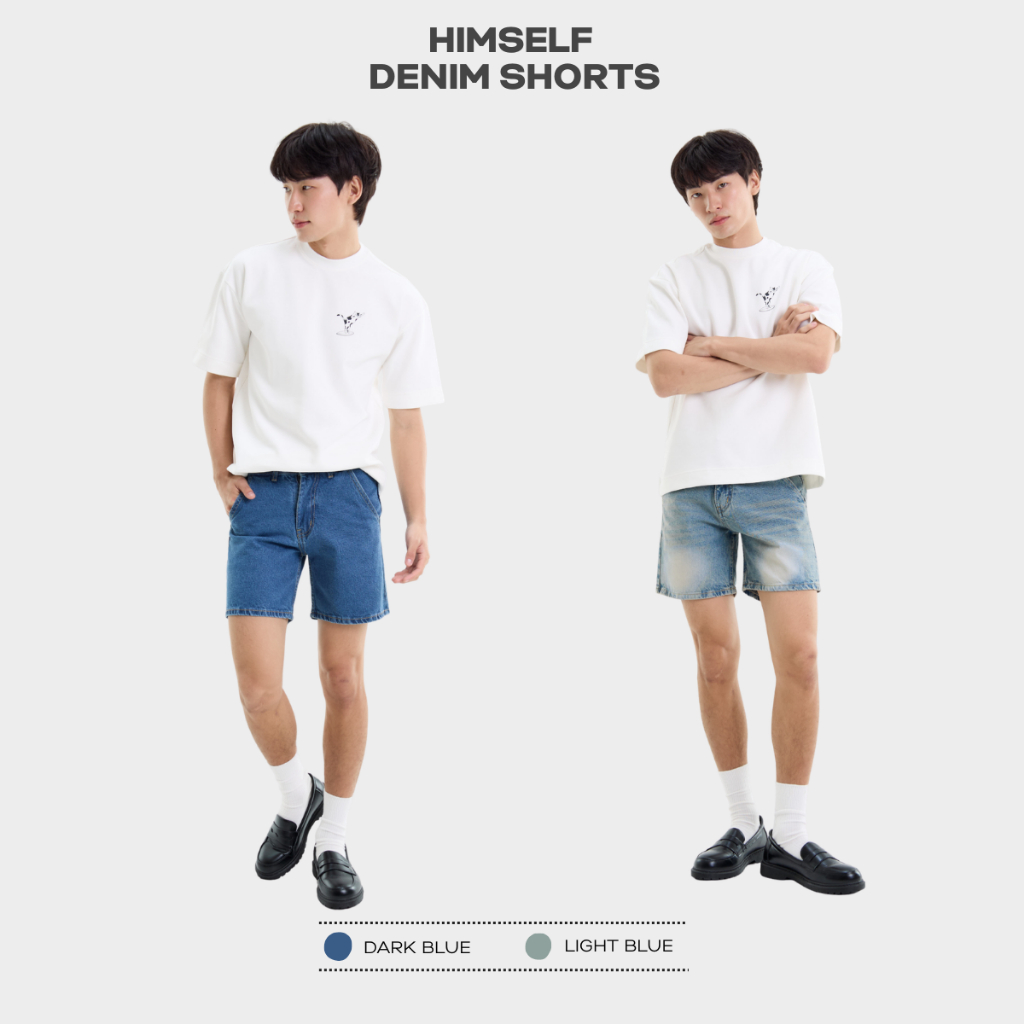 HIMSELF Short Jeans กางเกงยีนส์ขาสั้น ทรงสวย ผ้าไม่ยืด ใส่แล้วไม่ย้วย ใส่สบายใส่ได้ทุกวัน มีสองความยาว 14 และ 16 นิ้ว