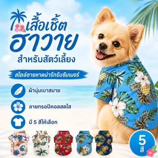 PETWELL เสื้อฮาวายสัตว์เลี้ยง เสื้อสุนัข ชุดแมว บางและระบายอากาศได้ดี ดูดซับเหงื่อ แฟชั่นเทศกาล