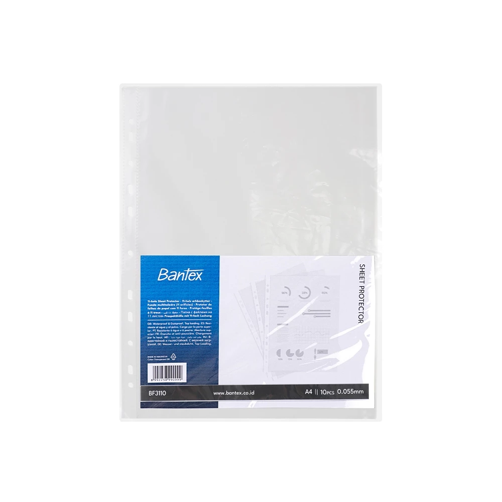 Bantex ไส้แฟ้ม ซองอเนกประสงค์ ขนาด A4 10/50 แผ่น หนาพิเศษ สำหรับถนอมเอกสาร Sheet Protector