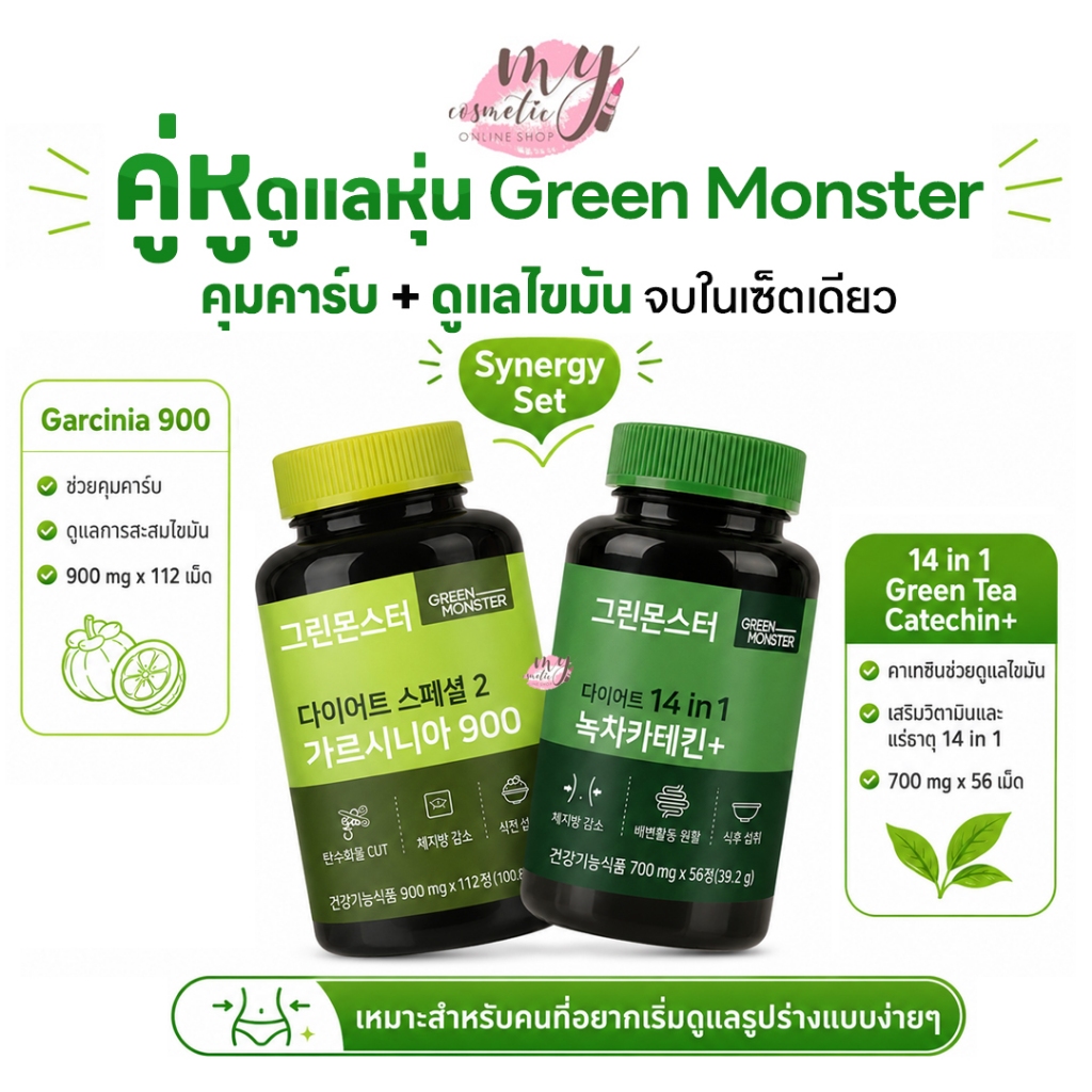 🔥Saleลดล้างสต็อก🔥Green Monster Diet 14in1 Catechin , Diet Garcinia