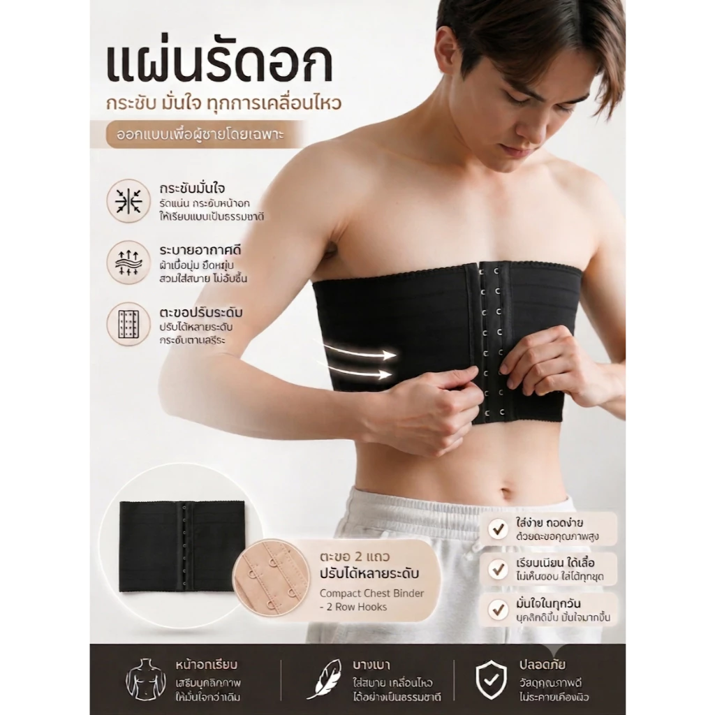 สเตย์แผ่นรัดหน้าอก แผ่นรัด ผ้าคาดอก สำหรับทอม No.326