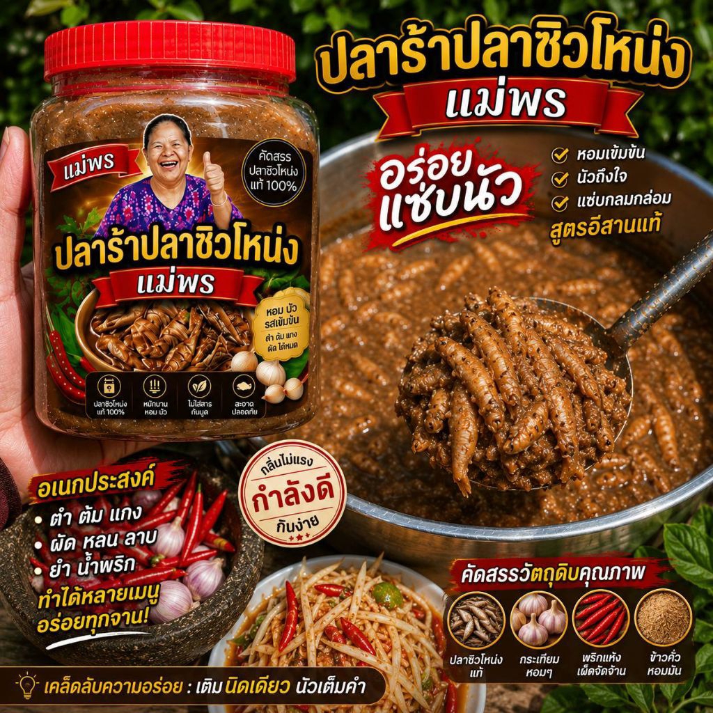ปลาร้าปลาซิวโหน่งแม่พร ตำรับแม่พรแท้ นัวโหน่ง