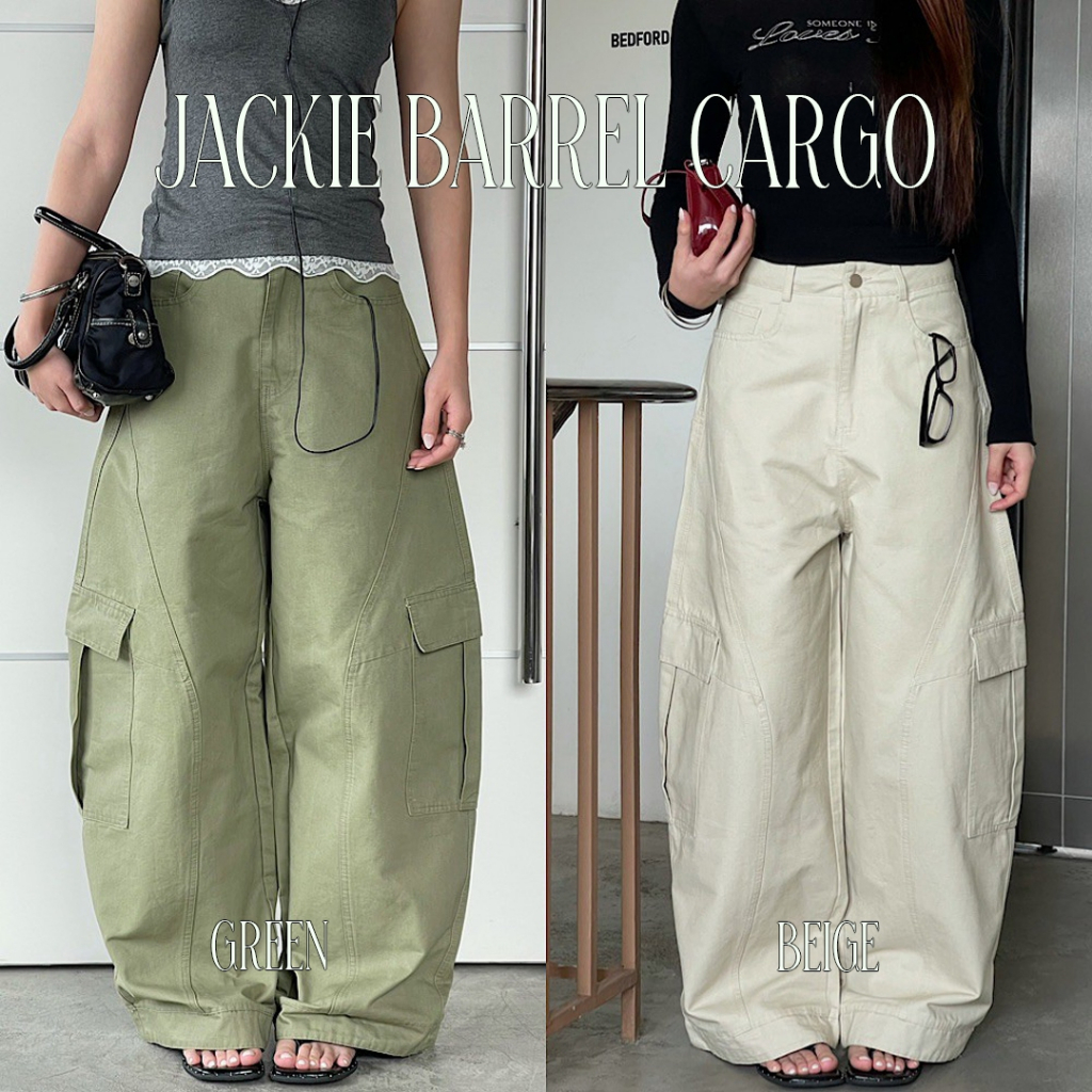 Choosedress A5236 Jackie Barrel Cargo กางเกงยีนส์คาร์โก้ทรง Barrel Cargo
