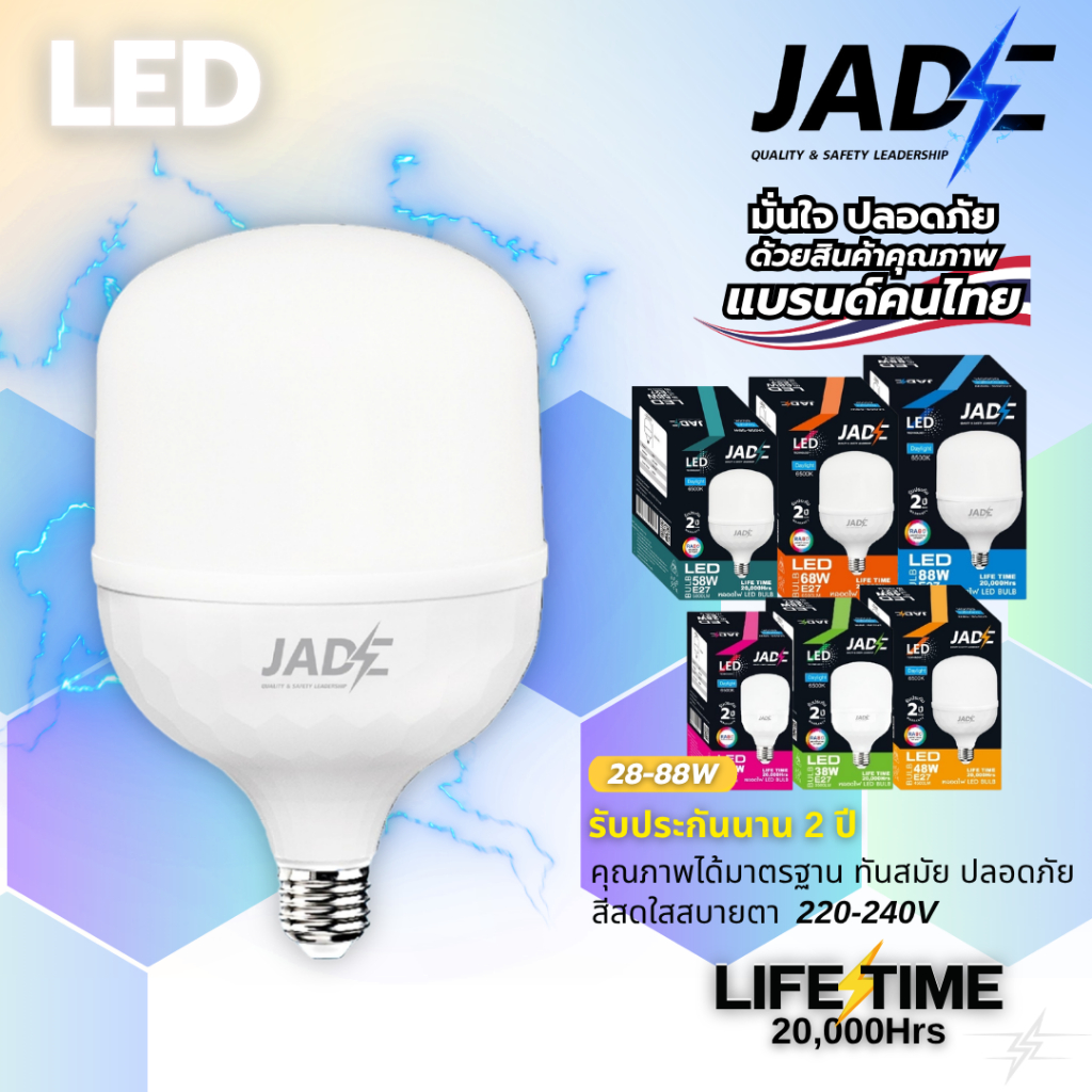 หลอดไฟ JADE DRAGON LED ขั้ว E27แสงขาว 28W 38W 48W 58W 68W 88W