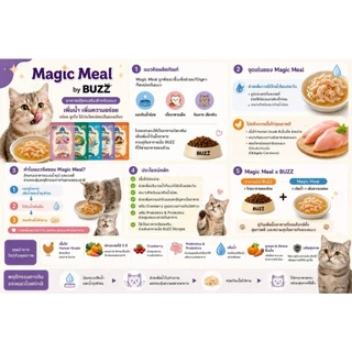 **ในไลฟ์code40%** [12 ซอง🔥] Buzz Magic Meal บัซซ์ อาหารเปียกแมว ขนาด 70g | โปรตีนสูง ไม่เค็ม