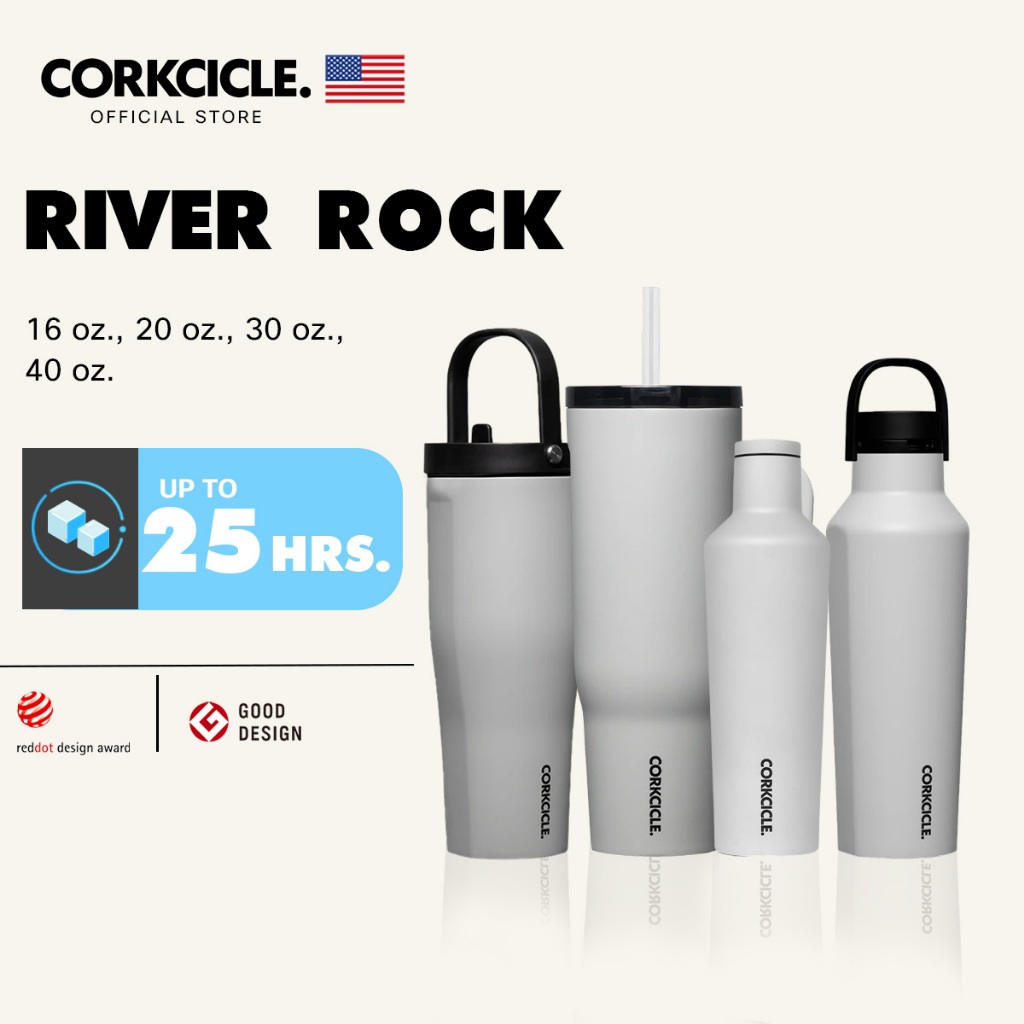 Corkcicle | River Rock เทา | Keeps Cold เก็บเย็น 20hrs | แก้วพกพา ขวดน้ำพกพา Cruiser Sport Canteen