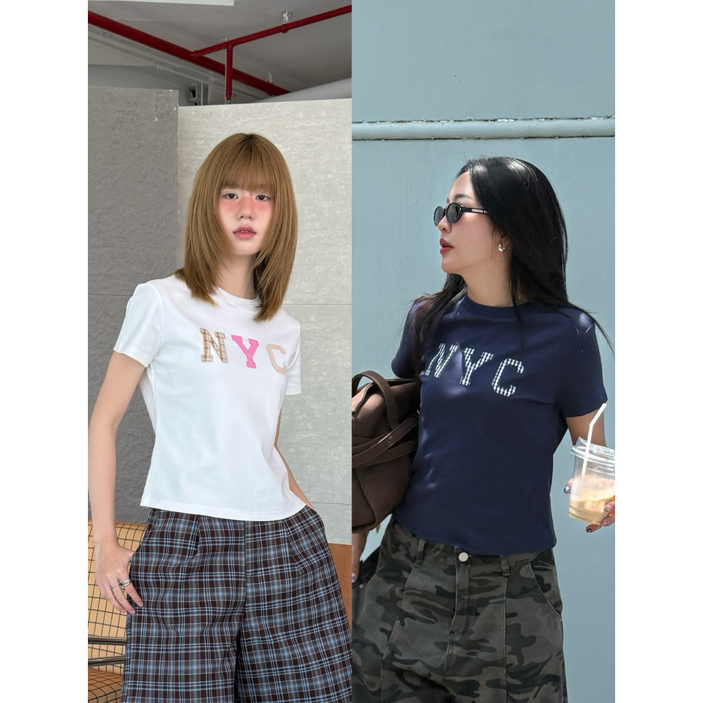 NYC BABYTEE - ครอปงานปัก ผ้าคอตตอนเนื้อนุ่ม (ส่งด่วน)