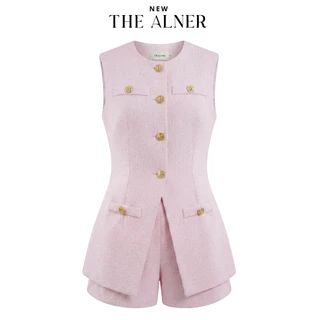 Thealner - Selena suit AN422 (เซตเสื้อแขนกุดแต่งกระดุมทองกางเกงขาสั้น)