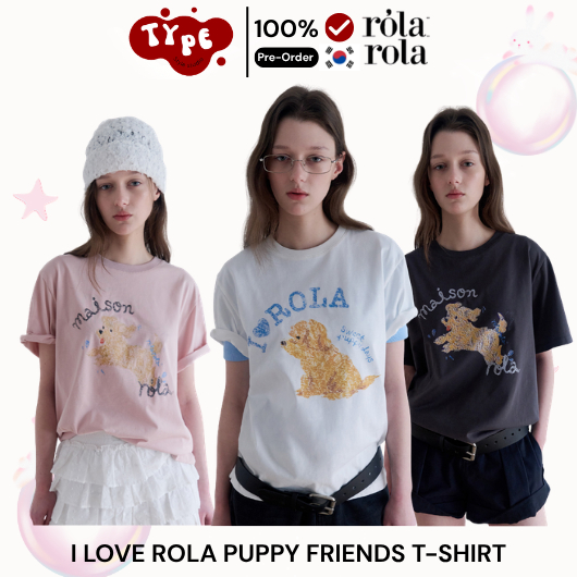 Pre-order (7-14 days ) 🇰🇷 Korea 🇰🇷 #ROLAROLA I LOVE ROLA PUPPY FRIENDS T-SHIRT