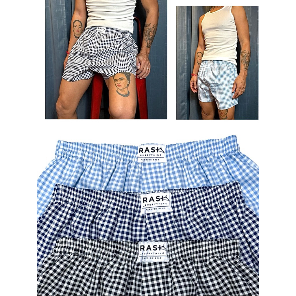 GIRR - Cozy Check Boxer Shorts กางเกงขาสั้นลายสก็อต ทรงบ็อกเซอร์