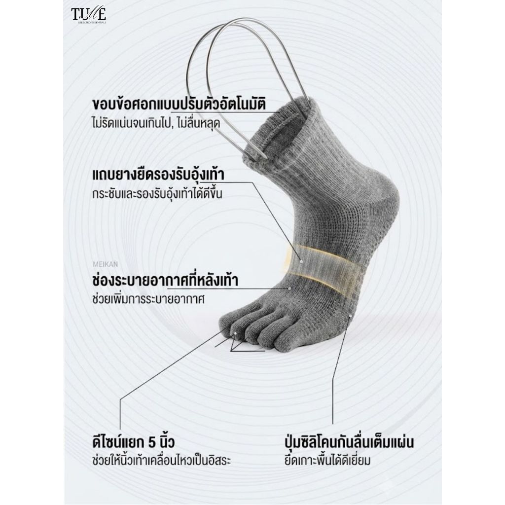 ถุงเท้าผู้ชายแยก5นิ้วสำหรับโยคะเเละพิลาทิส รูปที่ 8