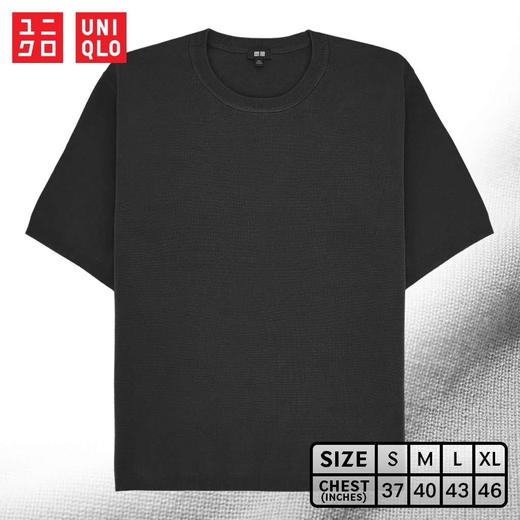 เสื้อยืดแขนสั้นผ้าถัก Uniqlo - Milano Ribbed Knitted 09 Black