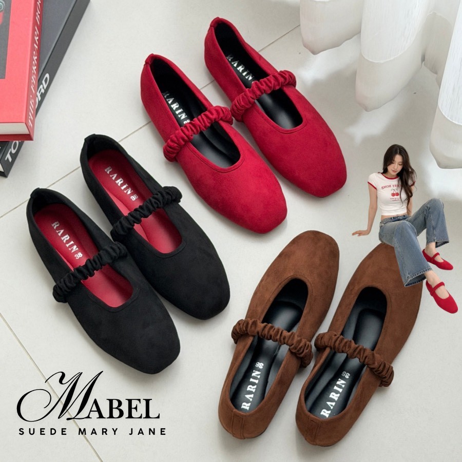 Rarin รุ่น ( Mabel ) ไซส์ 36-41 รองเท้าMary Jane Suede **เท้าอวบ เท้ากว้างเพิ่ม 1 ไซส์**