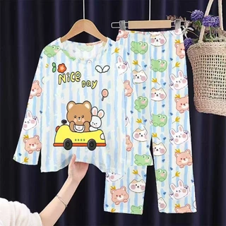 ชุดนอนเด็กแขนยาวพิมพ์ลายน่ารัก SIZE110CM-150CM นื้อผ้านุ่มใส่สบาย PP101-PP110 ใหม่