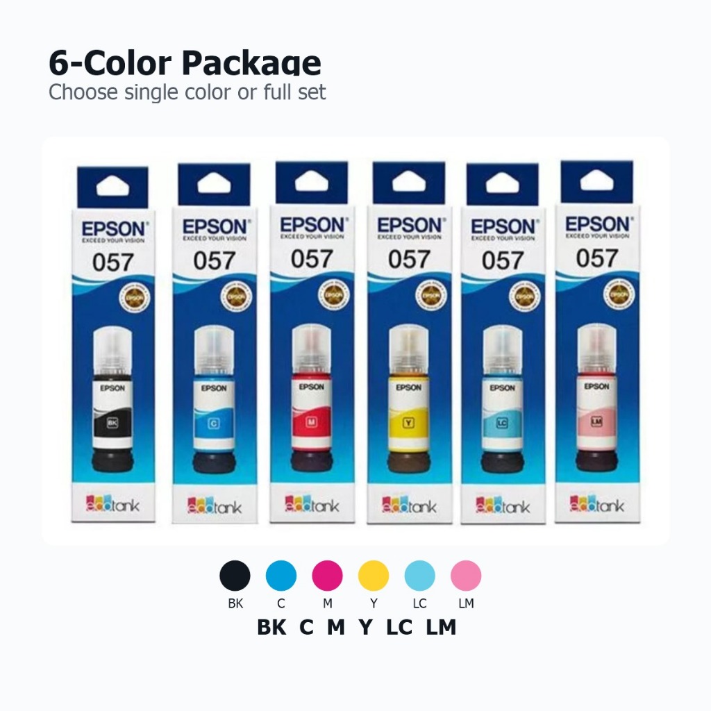EPSON 057 70ml 6-Color Ink Bottle for L8050 / L18050 / L8100 (Black/Cyan/Magenta/Yellow/Light Cyan/L