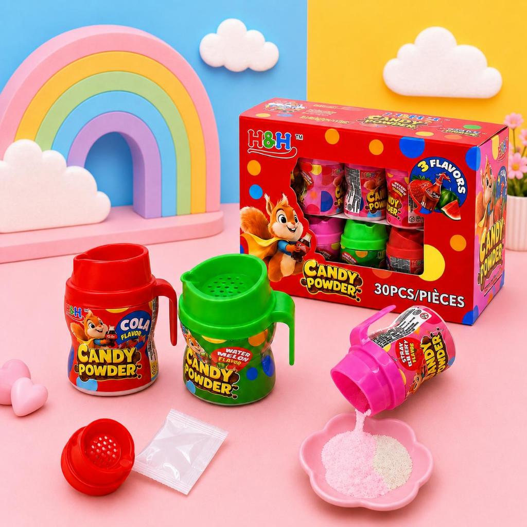 Candy Powder ผงน้ำอัดลม 3 รส กล่องกระรอก 1 กล่อง 30 ชิ้น ลูกกวาด ขนม  วัยเด็ก