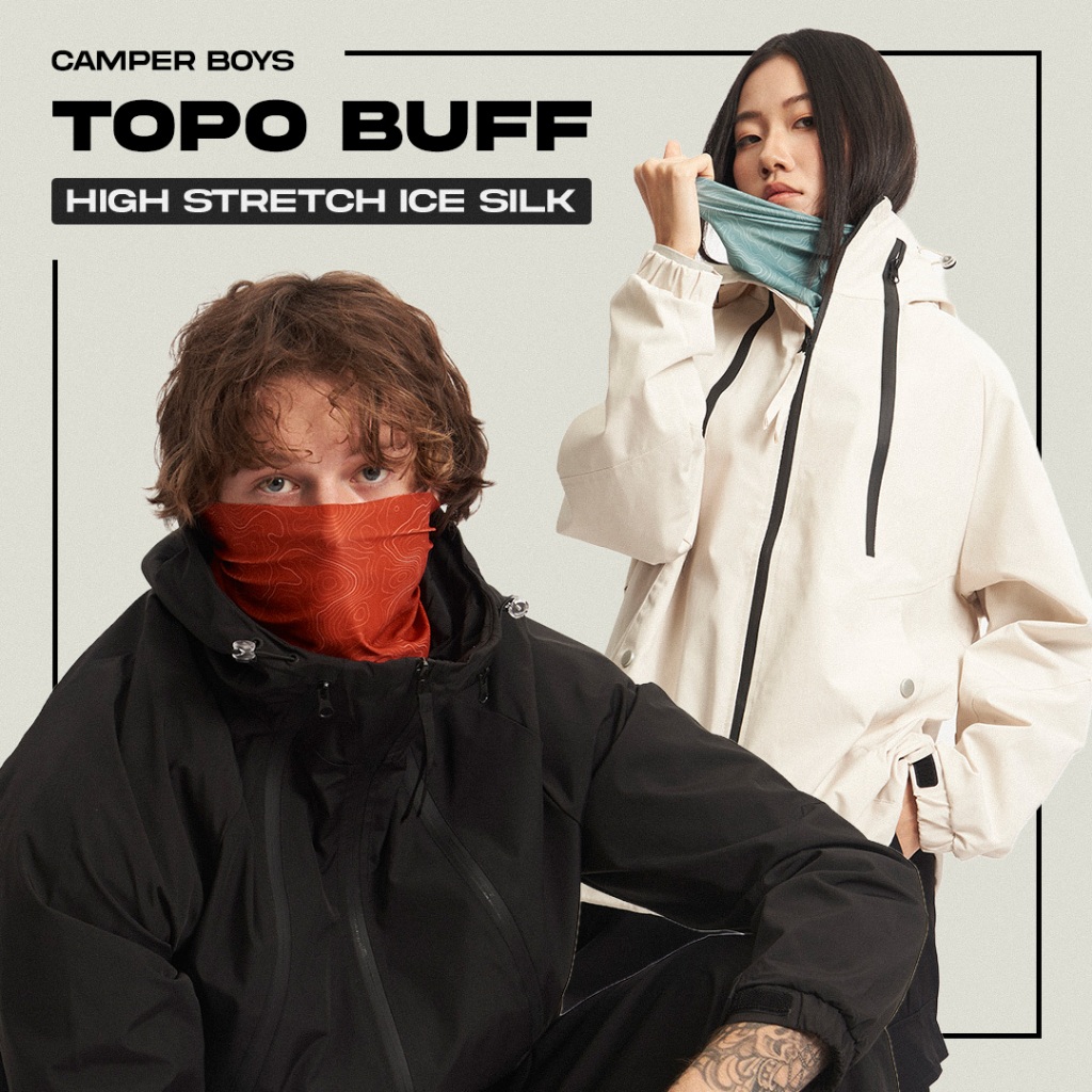 CAMPER BOYS : TOPO BUFF ผ้าบัฟใส่แล้วเย็น ผ้าบัฟเดินป่ากันแดดกัน UV UPF50 กันแดดได้จริง ยืดหยุ่นสูง