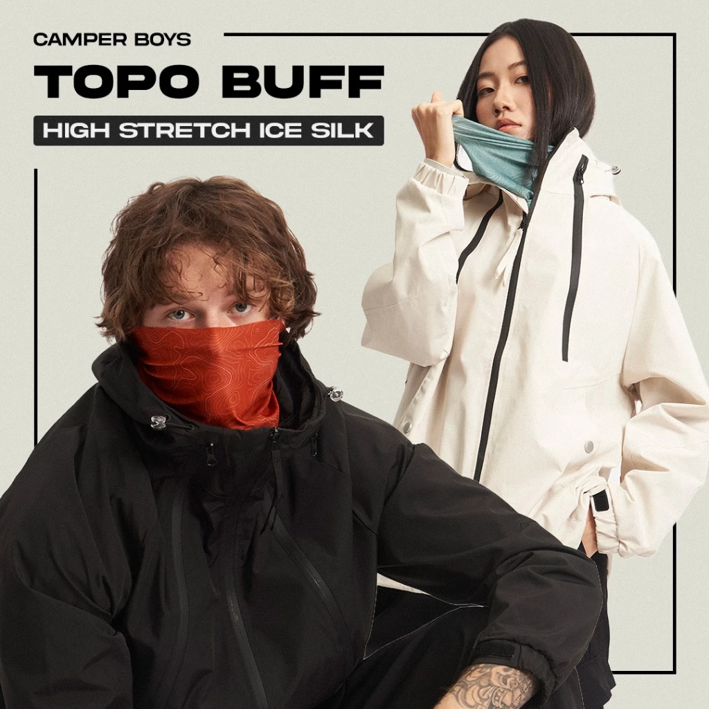 CAMPER BOYS : TOPO BUFF ผ้าบัฟใส่แล้วเย็น ผ้าบัฟเดินป่ากันแดดกัน UV UPF50 กันแดดได้จริง ยืดหยุ่นสูง