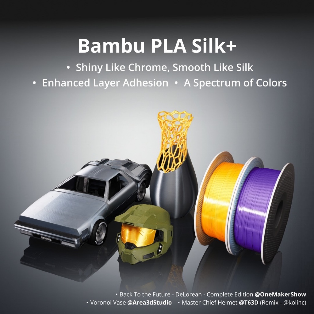 Bambu Lab PLA Silk+ & Multi Color 1KG เส้นพิมพ์ 3D ผิวไหมเงาพิเศษ พิมพ์ง่าย