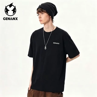 【GENANX】เสื้อยืดสำหรับผู้ชาย เสื้อยืดผ้าฝ้ายแท้ คอกลม สื้อคอกลม เสื้อยืด หลากสี