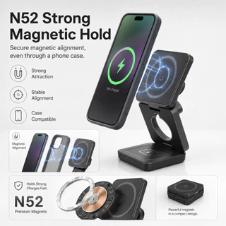 NEODIGI G10 Magnetic 3 in 1 แท่นชาร์จไร้สายแม่เหล็ก 15W พับได้ และปรับความสูงได้ แท่นวางไร้สาย ชาร์จเร็ว พกพาสะดวก