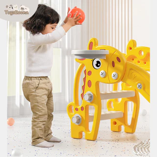 Toyszoona สไลเดอร์ สไลเดอร์เด็ก พับได้ พร้อมแป้นบาส+ลูกบาส