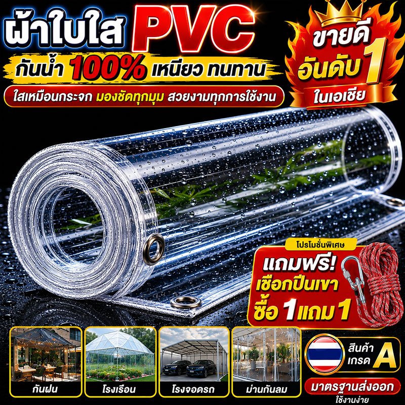 ใช้ได้50ปี ผ้าใบใส ส่งผ่านแสง100% LX ผ้าใบกันฝน ผ้าพลาสติกใส พลาสติกใสกันฝน ผ้าใบพลาสติก แบบหนา ป้องกันน้ํากันฝน