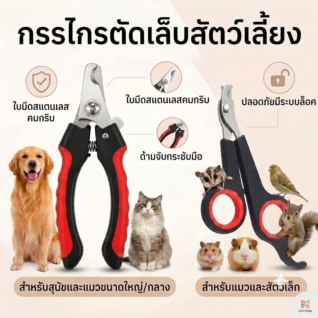 กรรไกรตัดเล็บสัตว์ต่างๆ เช่น หมา แมว แฮมเตอร์ กระรอก ชูการ์ไกลเดอร์ กระต่าย แกสบี้ ลิงมาโมเสท แพรี่ด็อก ชินชิล่า (ดำ)