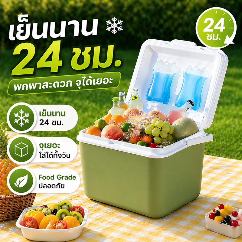 กระติกน้ำแข็ง ถังน้ำแข็ง กล่องเก็บความเย็น ความจุ 6L/10L/16L/30L แบบพกพา แคมป์ปิ้ง ปิคนิค