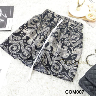 COM00X All TARA Pants กางเกงช้าง ขาสั้น เอวยางยืด มีสายรูดใช้งานได้จริง ผ้าไหมอิตาลีไม่ขาดง่าย ใส่สบาย ลายไม่กลับหัว