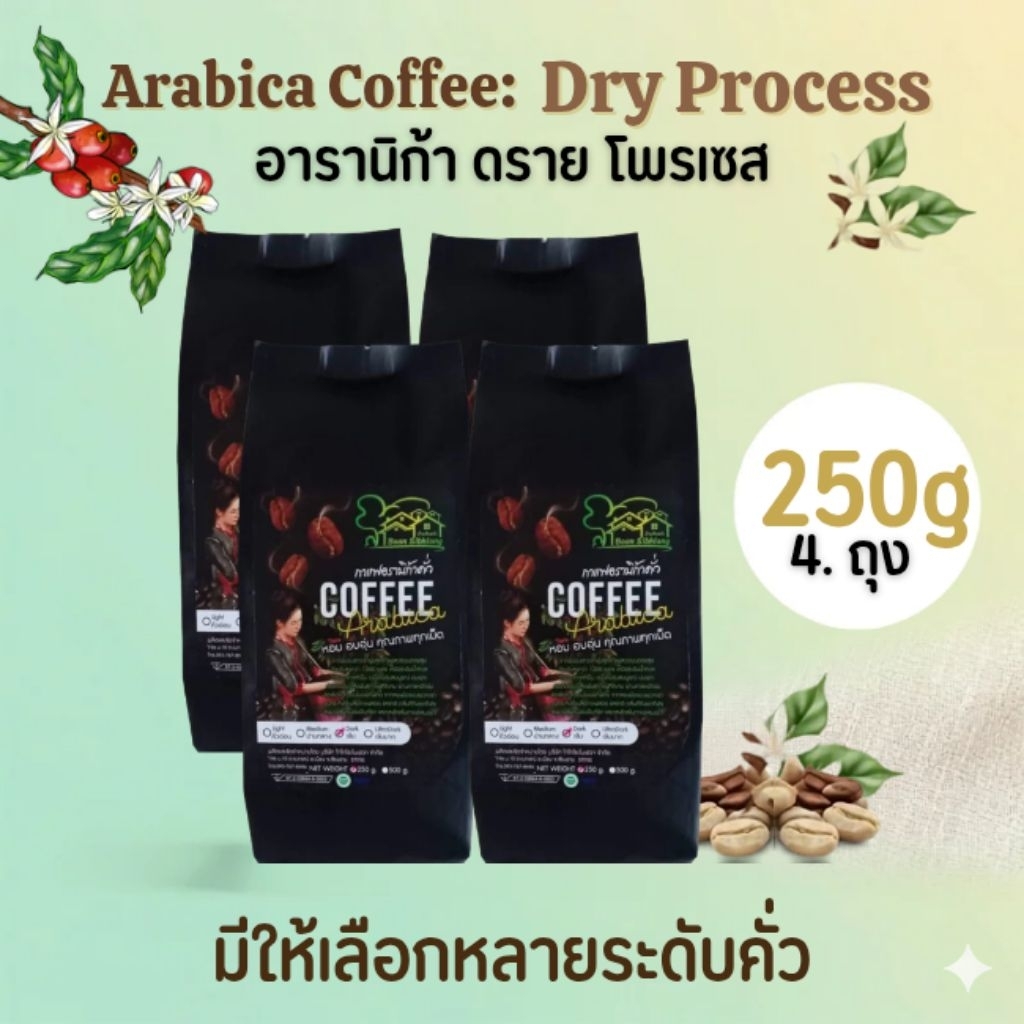 กาแฟอาราบิก้า 250g x4ถุง กาแฟดอยช้าง