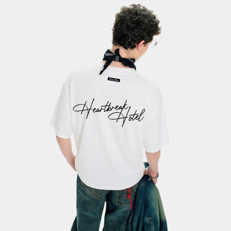 Come Alive เสื้อยืดผู้ชายเสื้อยืด oversizeทรงหลวมลายโลโก้ Heartbreak Hotel