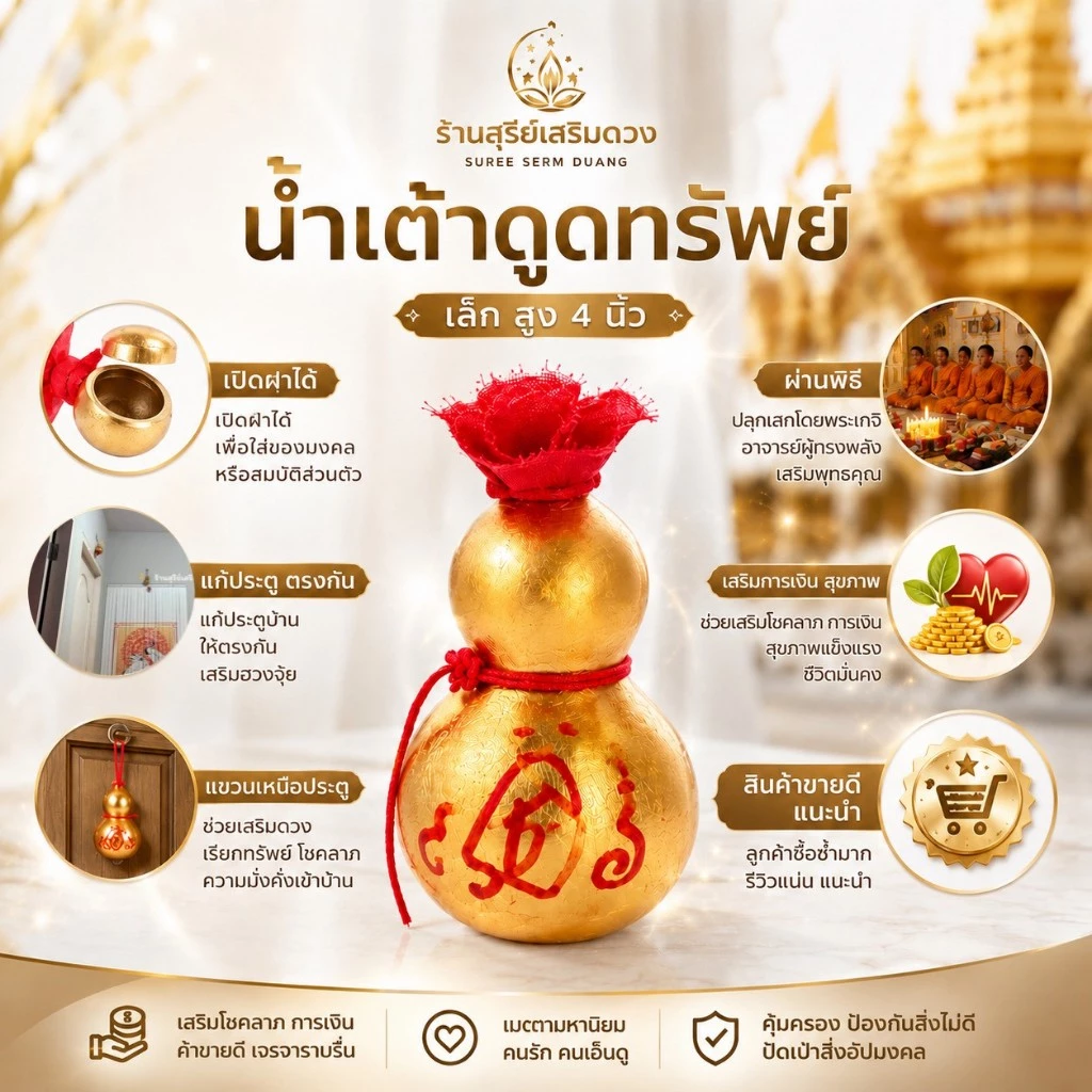 น้ำเต้าแท้‼️ผ่านพิธี 💯 ⛩ (เปิดจุกด้วย) มีหน้าร้าน แก้ประตูตรงกัน เปิดผ้าแดง น้ำเต้าดูดทรัพย์ น้ำเต้า น้ำเต้าธรรมชาติ