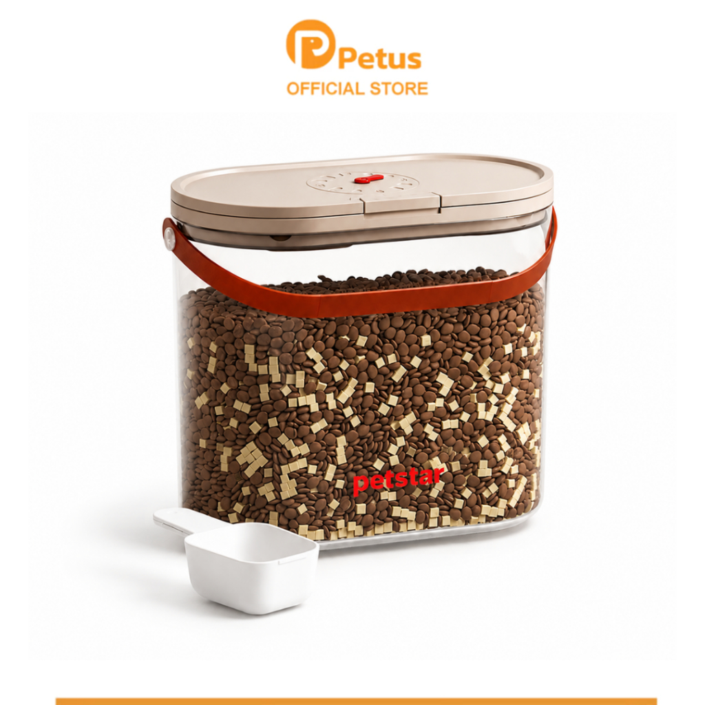 Petus ถังเก็บอาหารสัตว์เลี้ยง อุปกรณ์เก็บอาหารสัตว์ Food Storage ขนาด 6ลิตร เก็บได้เยอะ ฝาปิดแน่นหนา มีหูจับ ใช้งานสะดวก