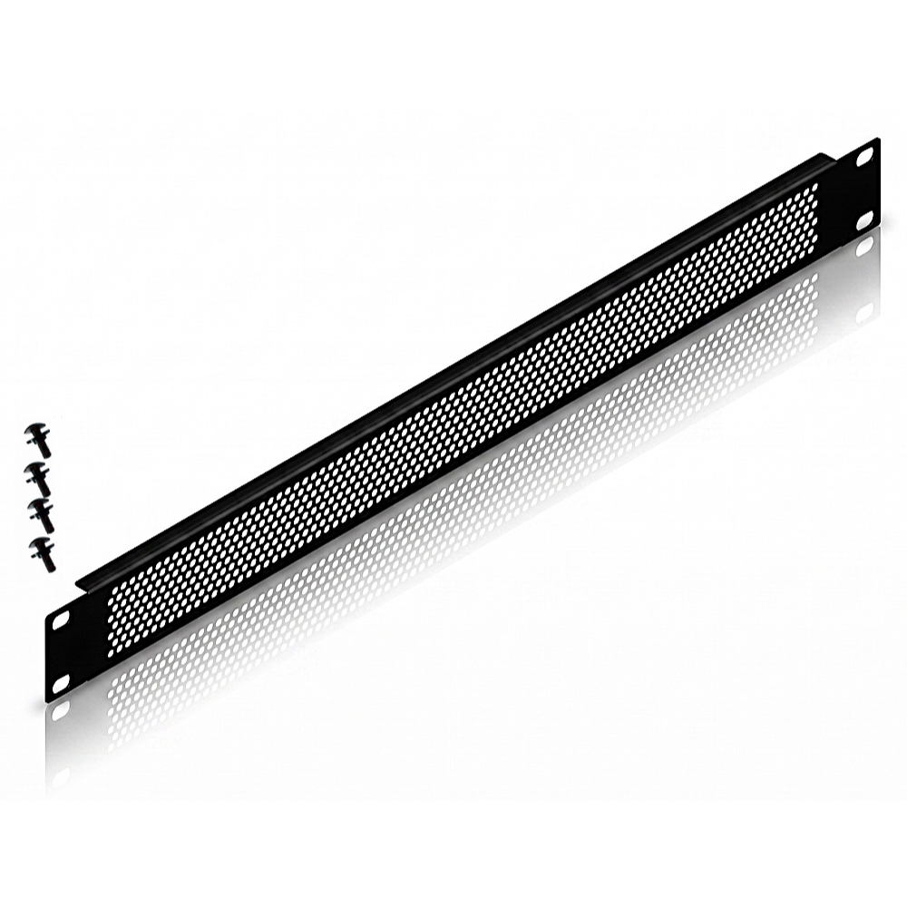 แผ่นเพลท แผ่นแบงค์ 1 U มีรูระบายอากาศ ถ่ายเทอากาศได้ถึง 62% 1U Black Perforated Flanged Rack Panel PENN-ELCOM