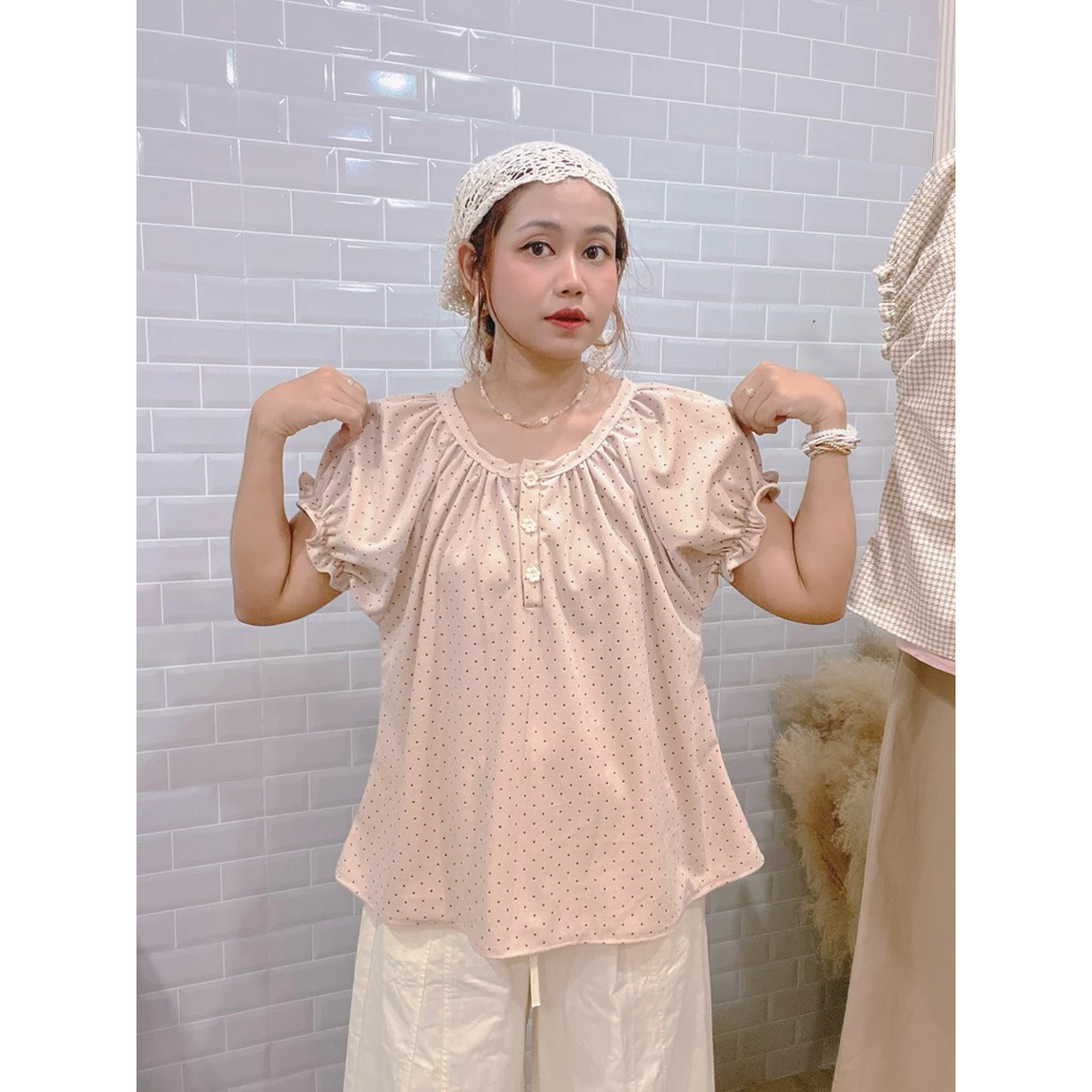 เสื้อแขนสั้นแขนตุ๊กตา ลายดอกไม้ B23 thumbnail 9