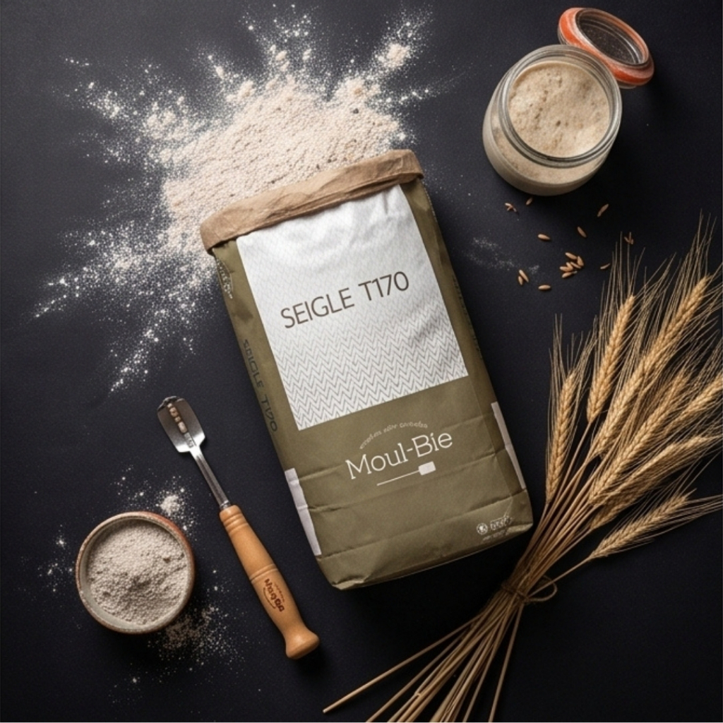 (แบ่งขาย) แป้งไรย์ T170 Rye Flour Moul-bie (GMP) สินค้านำเข้าจากฝรั่งเศส สำหรับทำขนมปังเพื่อสุขภาพ