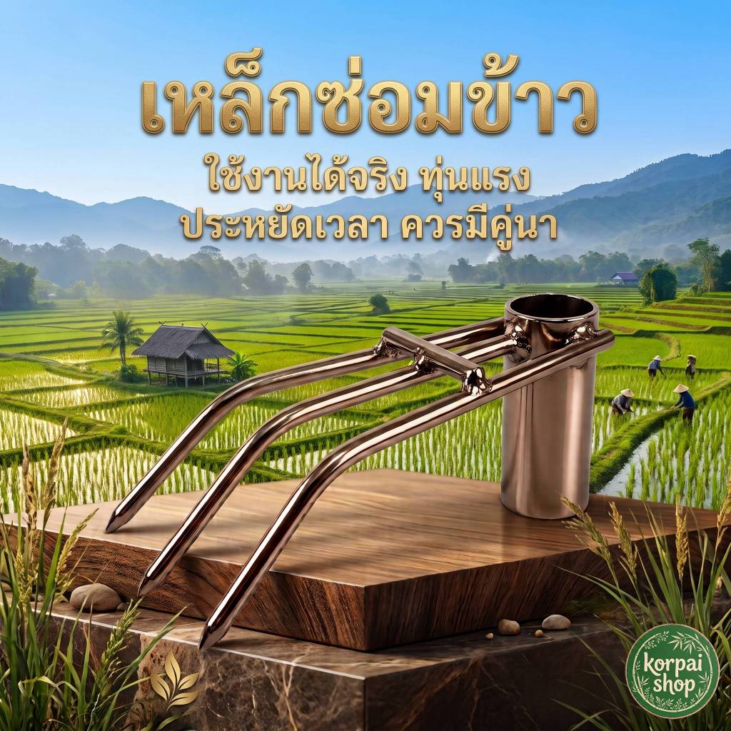 รุ่นใหม่ เหล็กซ่อมข้าว ย้ายข้าว ขนาด6หุนสีโคเมี่ยม มีคาด