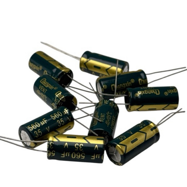 5ตัว ตัวเก็บประจุด้วยไฟฟ้า560uf 35V  ตัวเก็บประจุอลูมิเนียม อิเล็กโทรไลน์ capacitor กระป๋อง1ชิ้น