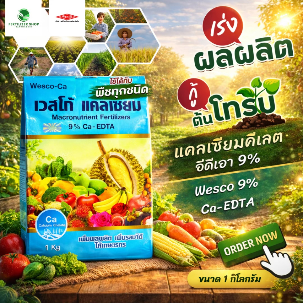 แคลเซียม CaO 9% (ขนาด 1kg)Chelate-EDTA เวสโก้