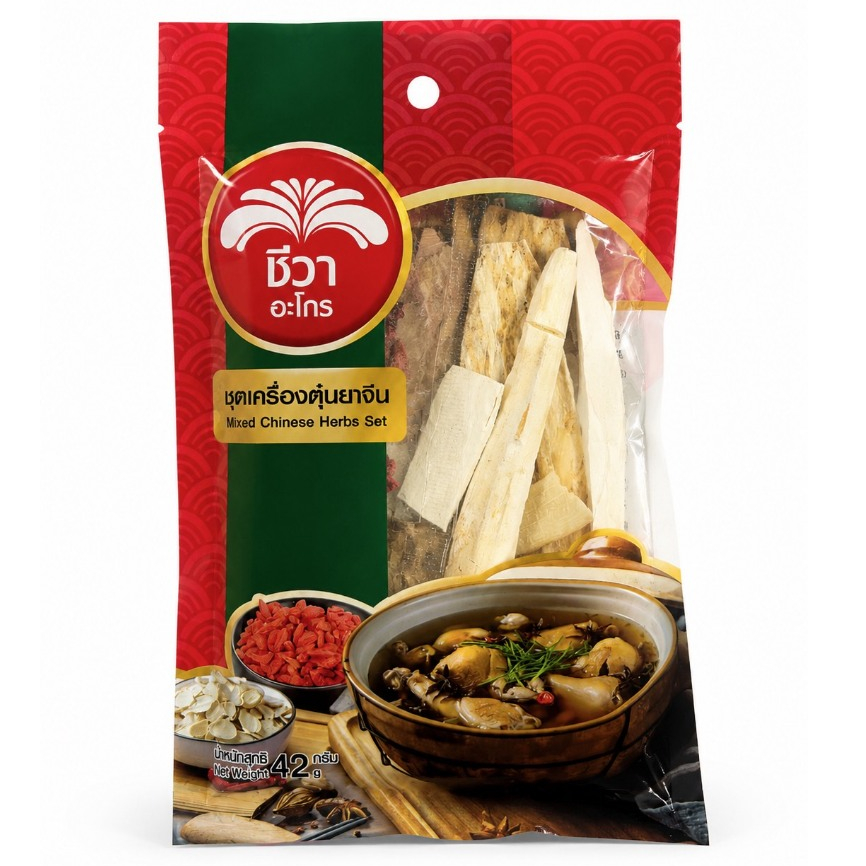 ชุดเครื่องตุ๋นยาจีน (Mixed Chinese Herbs Set) ตรา ชีวา ขนาด  42 กรัม