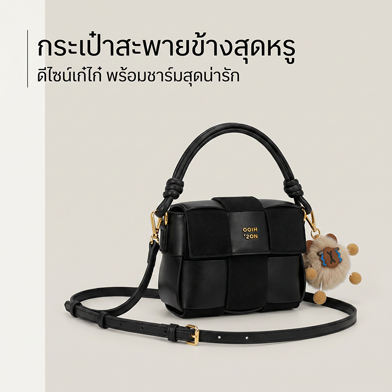 KLYM #TL007 กระเป๋าถือสีเบจ แบบใหม่ 2026 สำหรับผู้หญิง ยอดนิยม ดูหรูหรา ดีไซน์เล็ก กระเป๋าสะพายข้าง แบบถัก