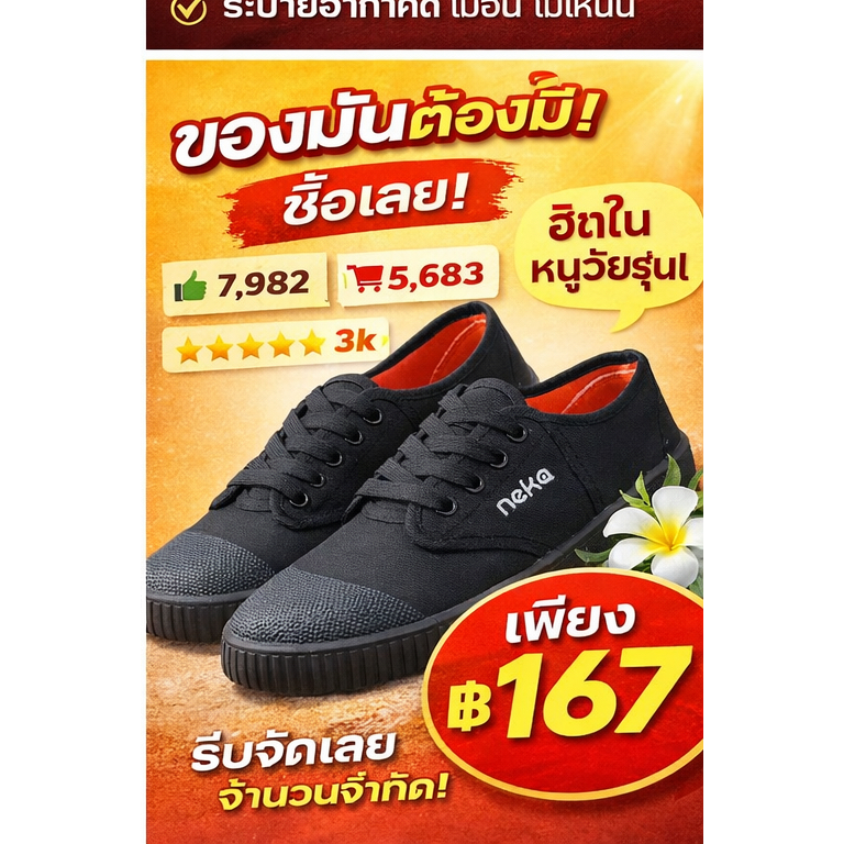 รองเท้าผ้าใบวัยรุ่น รองเท้านักเรียน เบาสบาย ระบายอากาศ REVO